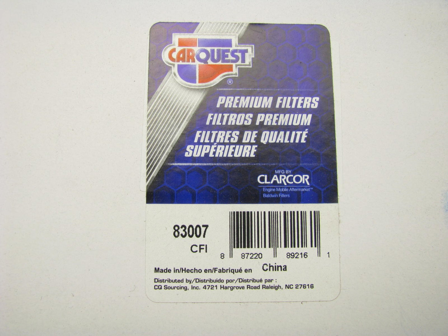 Carquest 83007 Cabin Air Filter Replaces: 49007 C15943 2315619 CAF24012 P614223