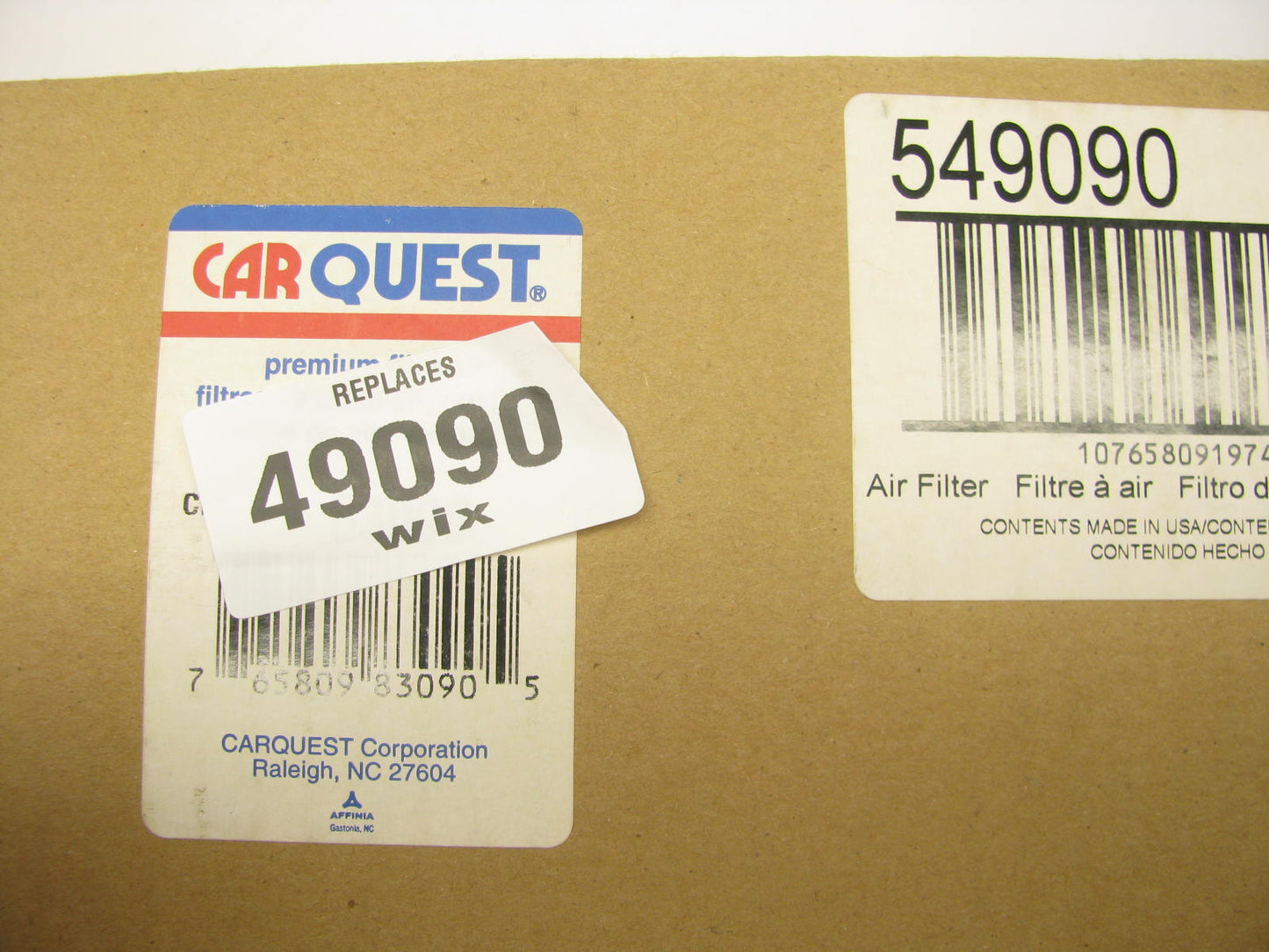 Carquest 83090 Air Filter Replaces 49090 FA-1757 LAF6122 549090 PAB9676 A25689