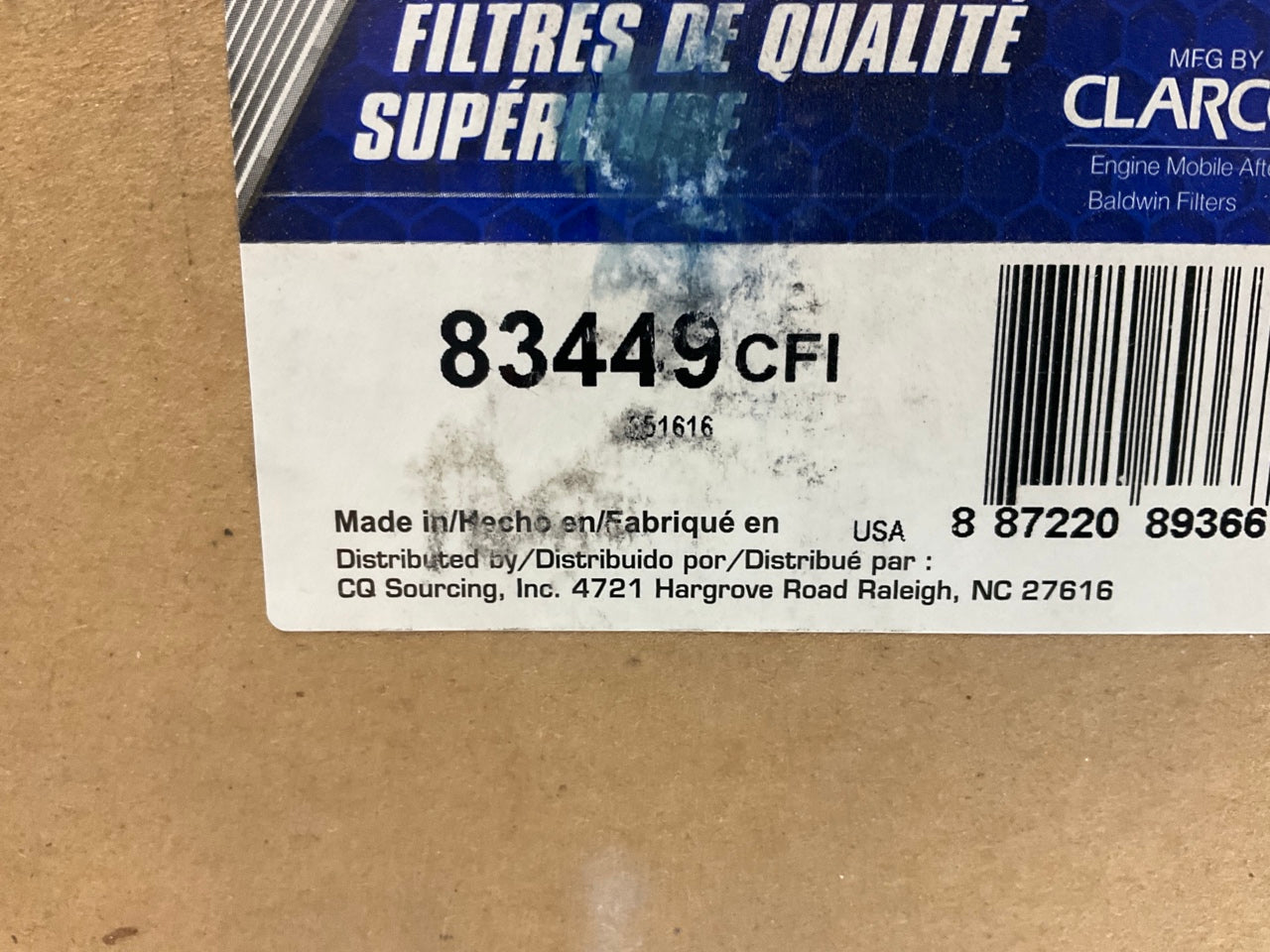 Carquest 83449 Air Filter Replaces 49449 PA4625 AF25706 PA4625 LQ11PU0001S001