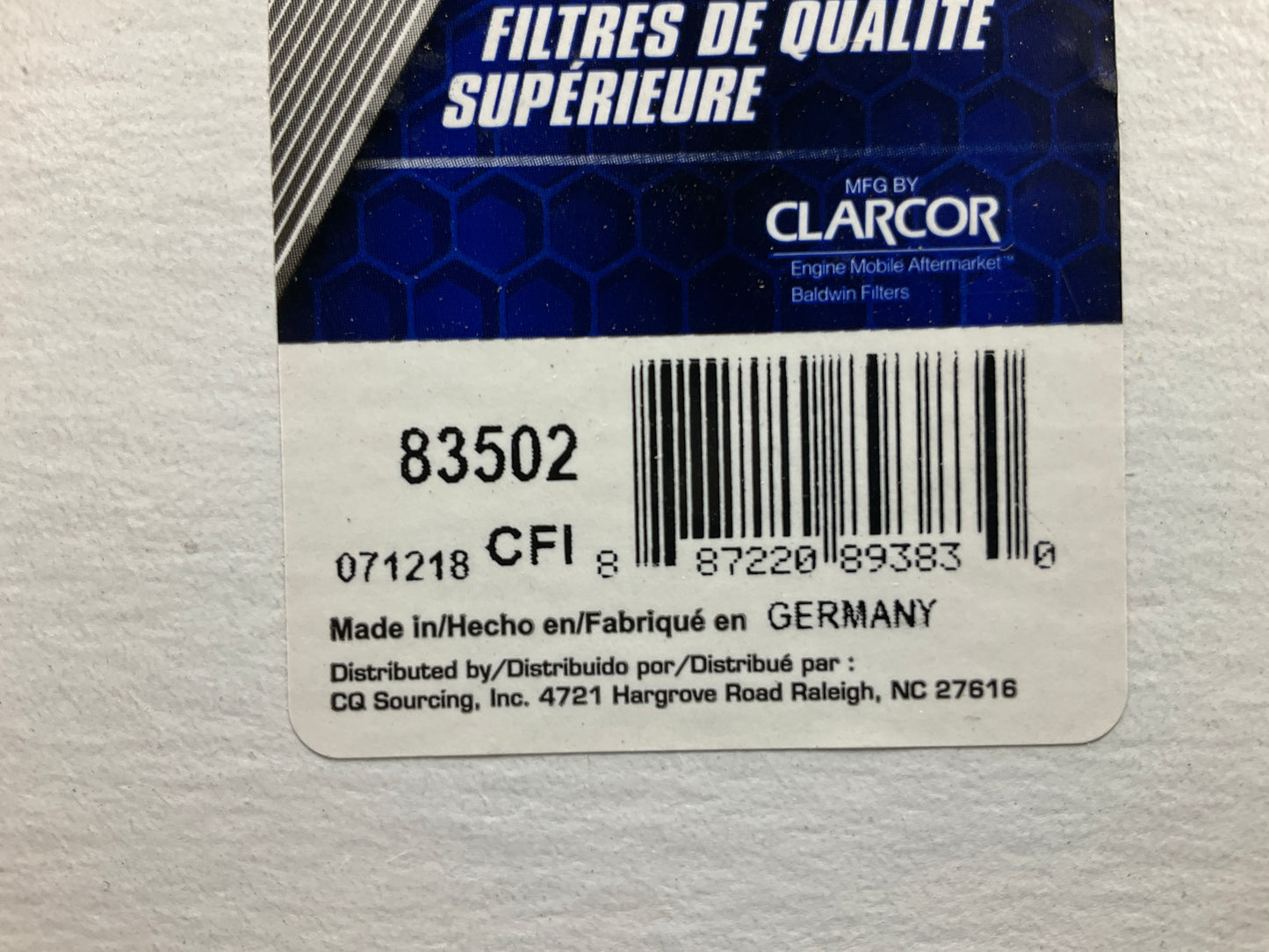 Carquest 83502 Air Filter Replaces 49502 PA30072 2525002 CF2864 SL82021 1094006
