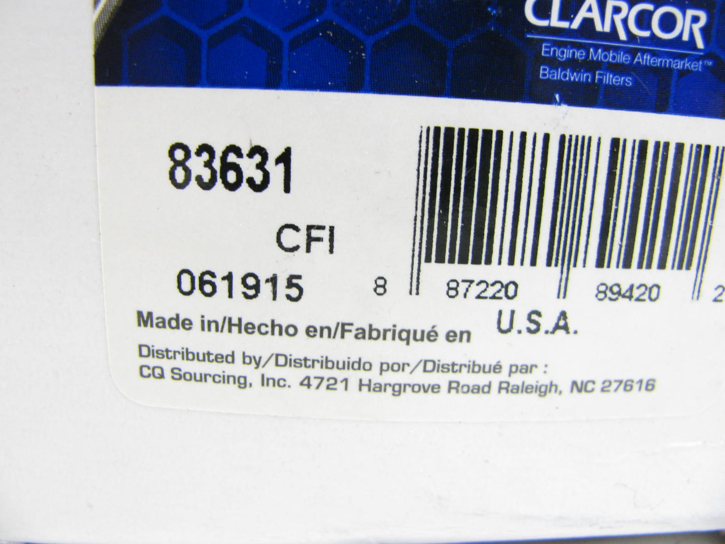 (2) Carquest 83631 Hydraulic Breather Element Filter For Clark Forklifts