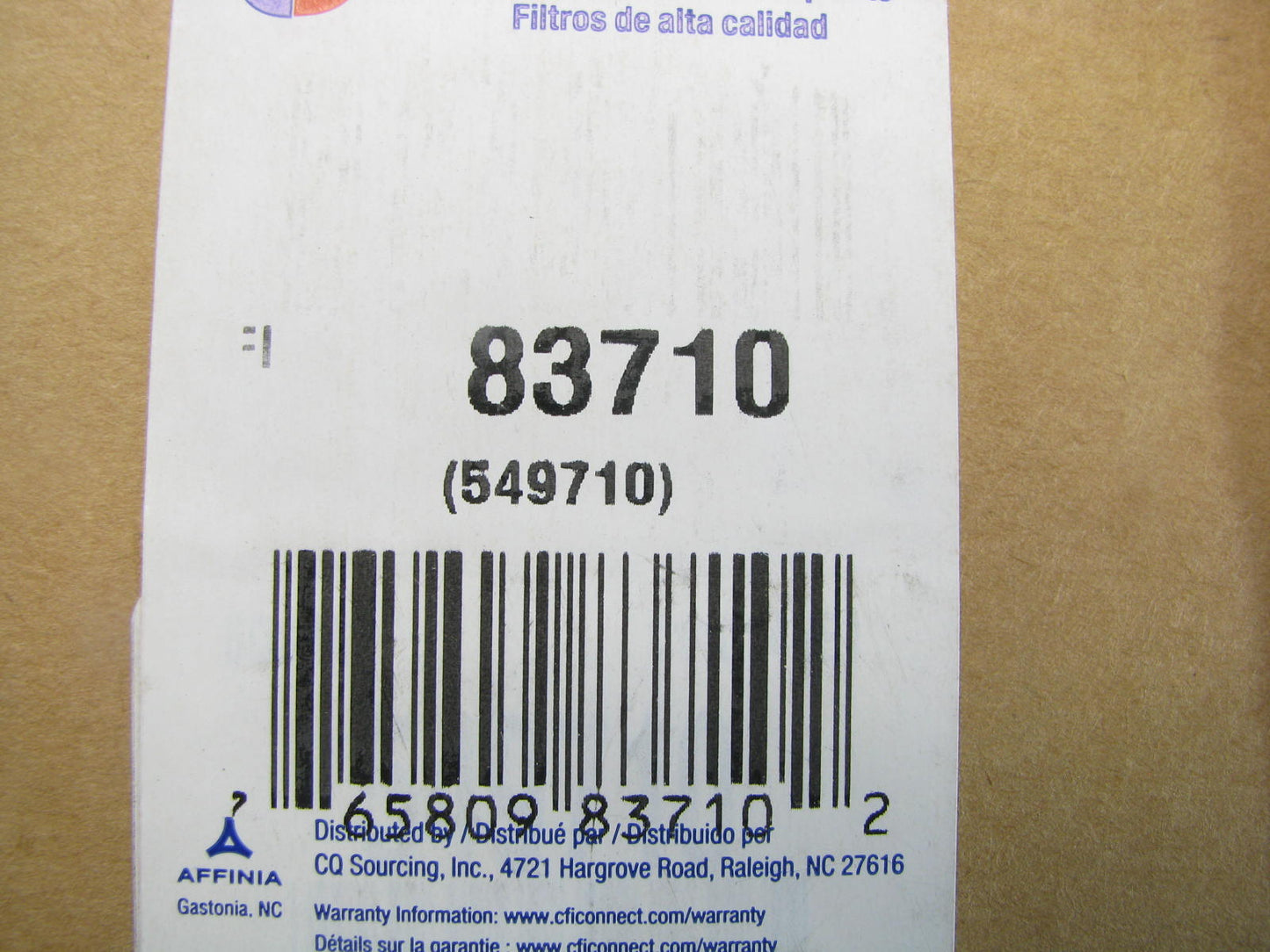 Carquest 83710 Air Filter Replaces CA11345SY 49710 LAF6099 RS3997 AF26400
