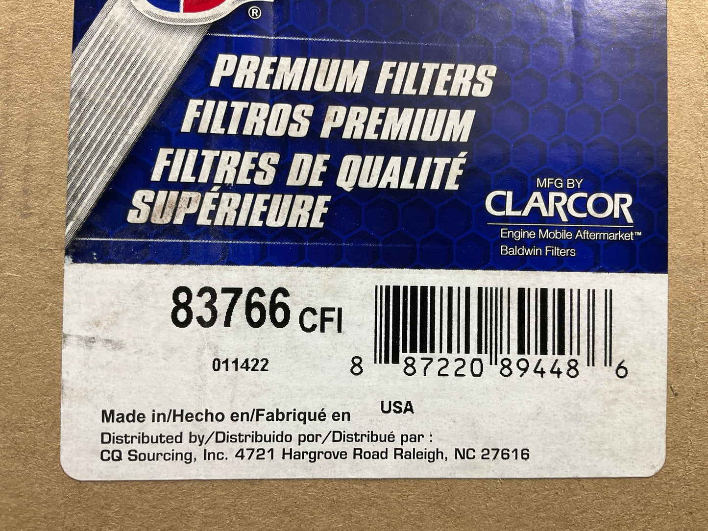 Carquest 83766 Inner Air Filter - Replaces 49766, P601774, RS5443, BH455, 9766