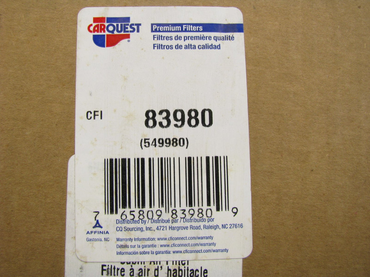 Carquest 83980 Cabin Air Filter - Replaces 49980, LAF3699, P500195,  PA4991