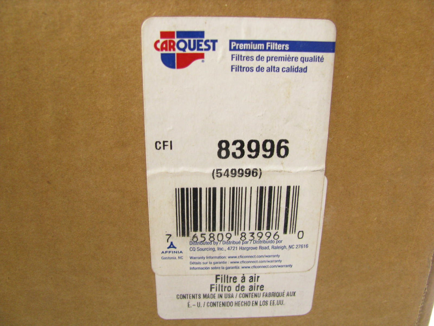 Carquest 83996 Air Filter Replaces: 49996 RS5517 P604996 17741U333071 9996