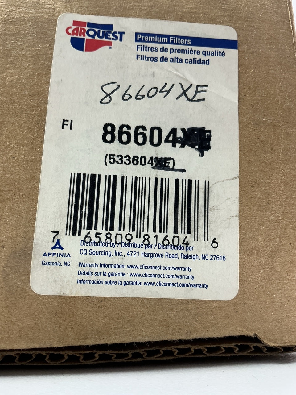 Carquest 86604XE Diesel Fuel Water Separator Filter