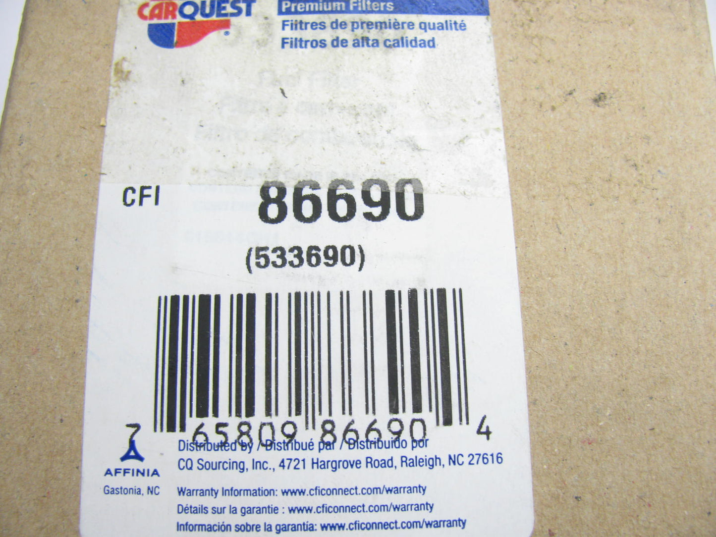 Carquest 86690 Fuel Filter Replaces P5694 33690 F65910 LFF5874 FF1077 FF5702