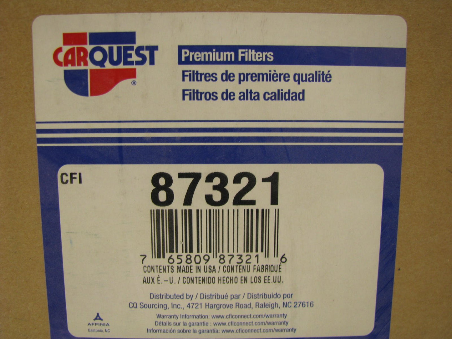 Carquest 87321 Air Filter Replaces: 42868 A63393 2868 LAF1544 AF477 AH19065
