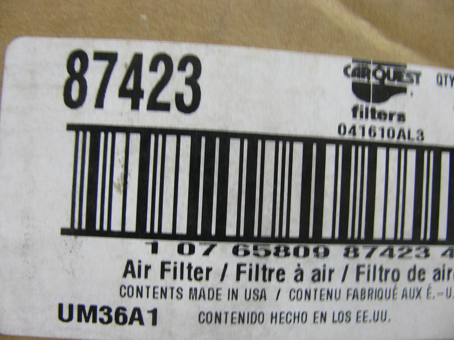 Carquest 87423 Air Filter Replaces CA502SY 42423 A72139 LAF6641 AF795 AF471