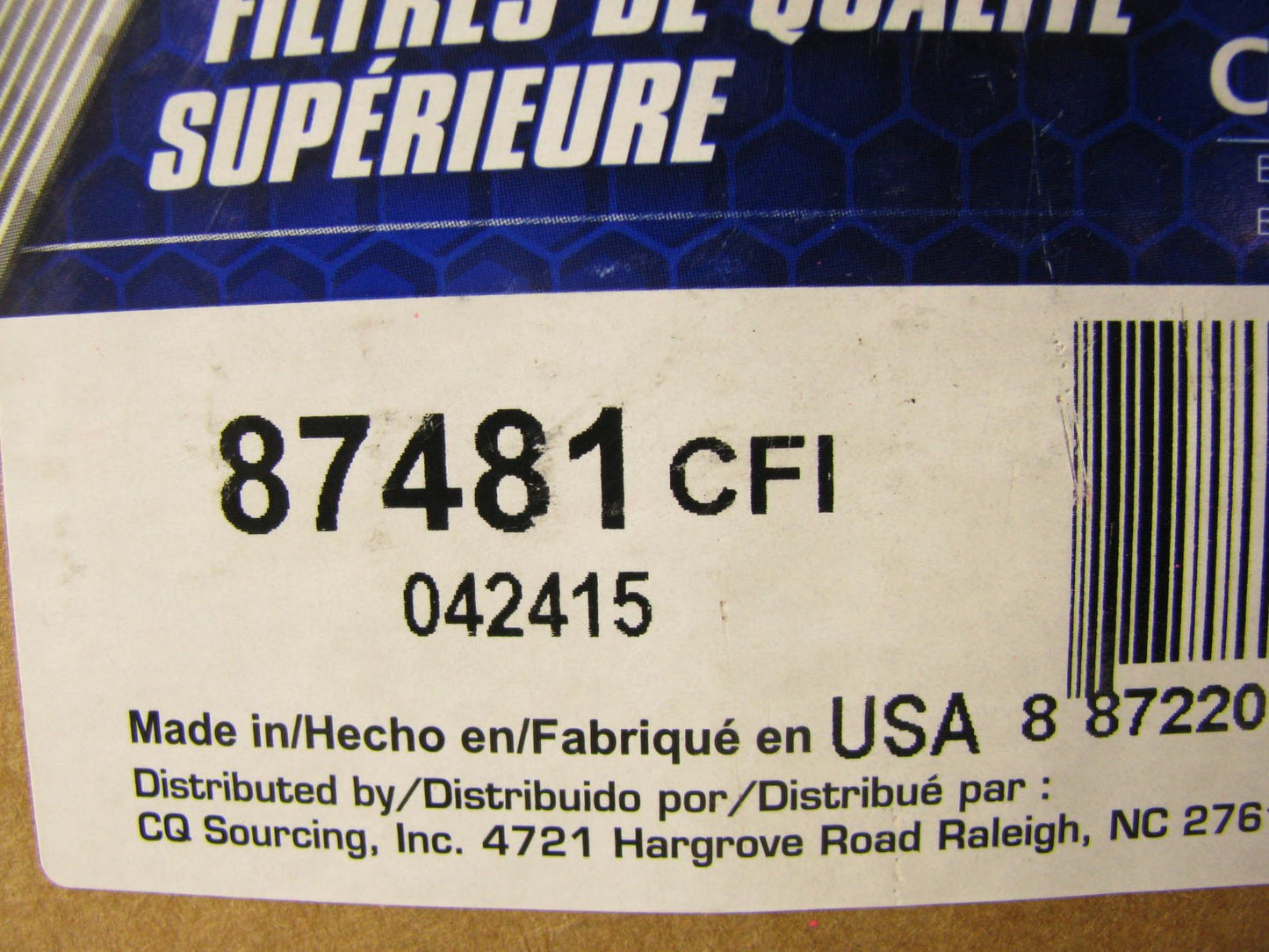 Carquest 87481 Air Filter Replaces: 42481 2481 LAF8657 AF25062 P780006 PA3606