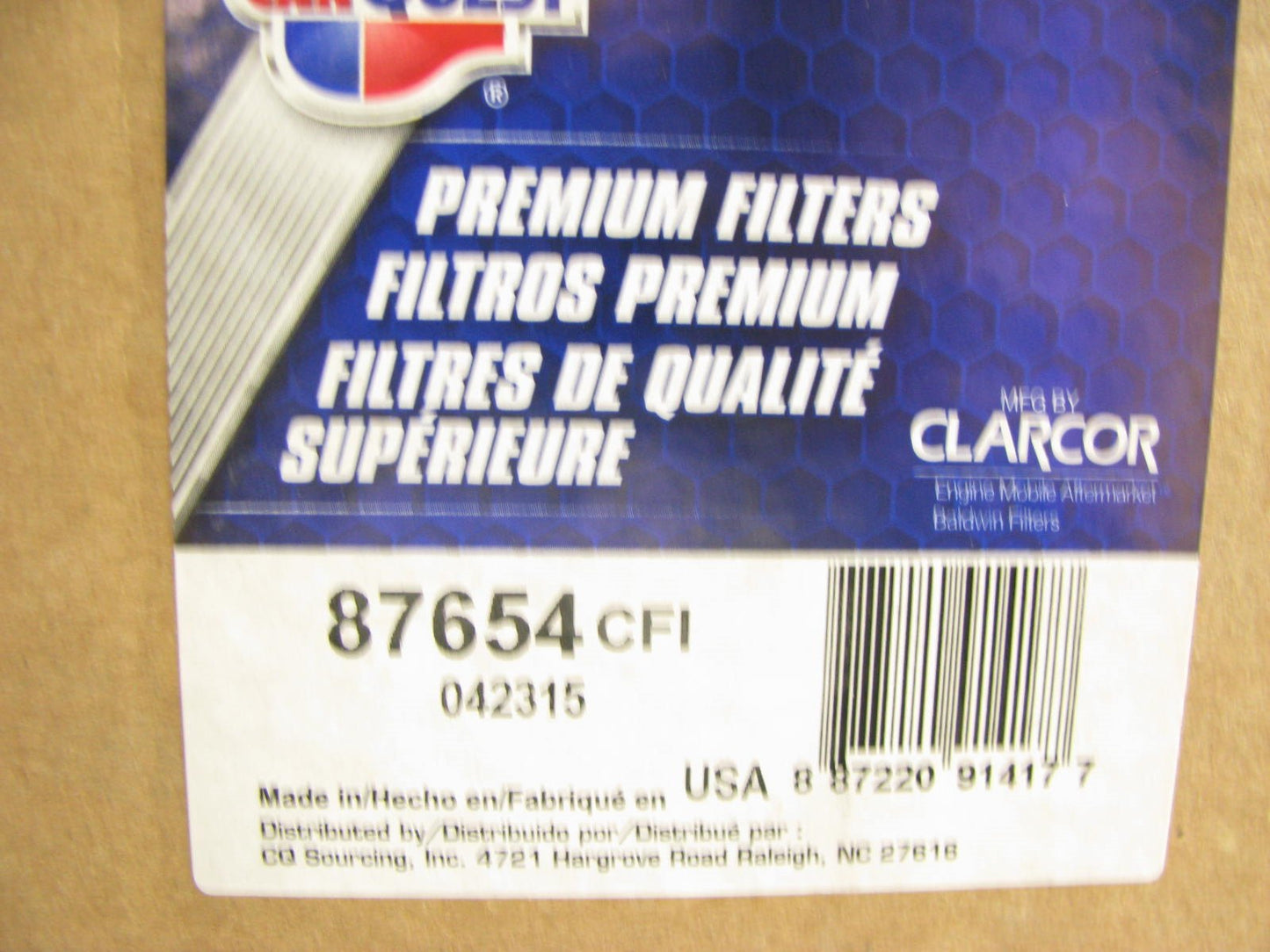 Carquest 87654 Air Filter Replaces: 42654 A62945 2654 AF395 AH1158 AF1638