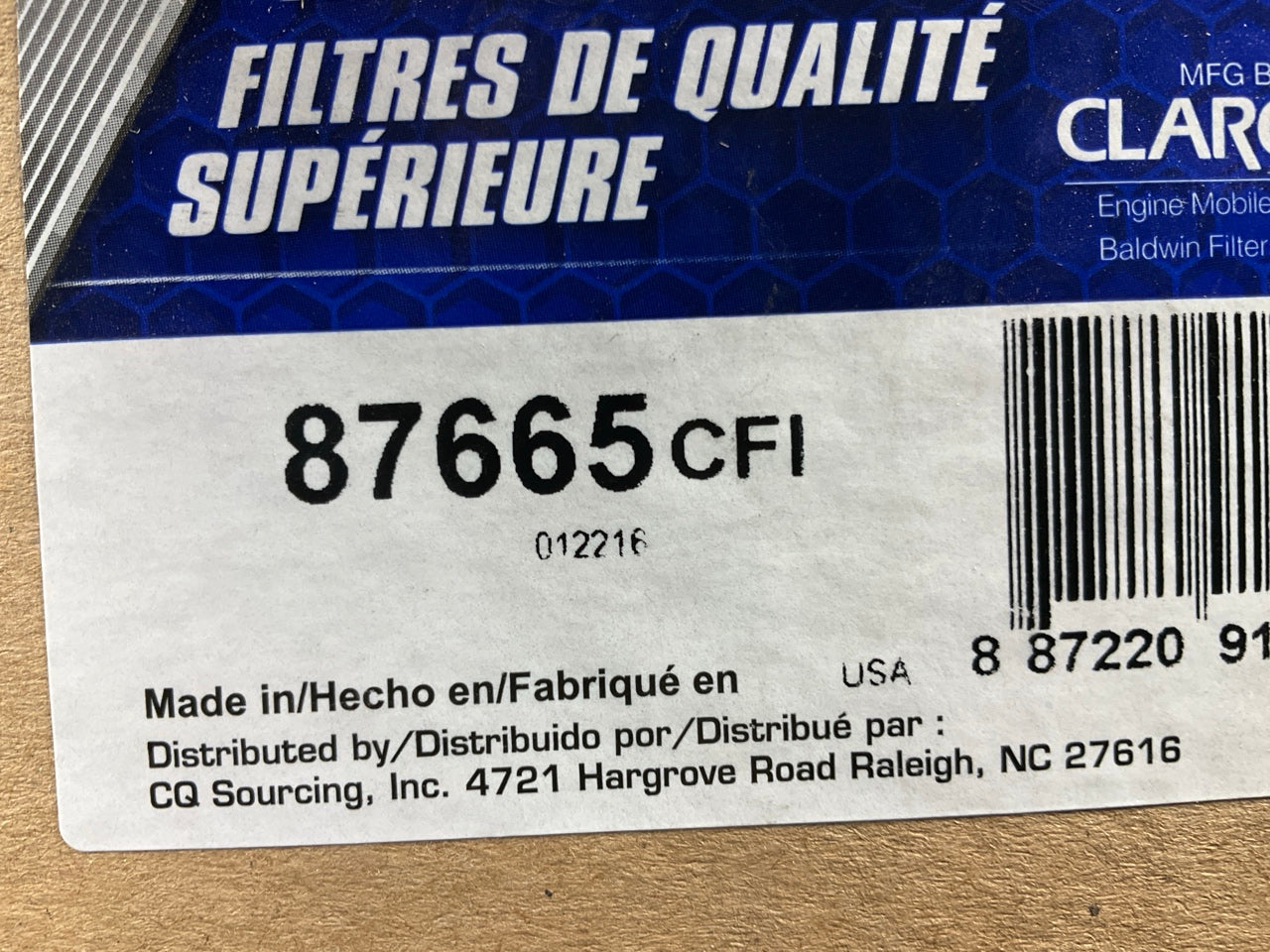 Carquest 87665 Air Filter Replaces 2036852, 2042048, 2043336, 42665, A37665