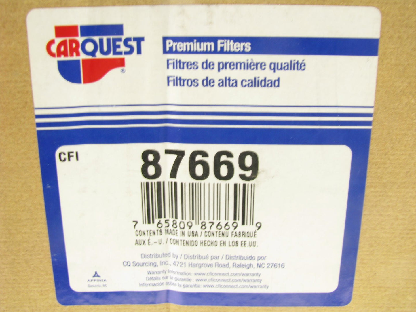 Carquest 87669 Air Filter Replaces: 42669 A43174 LAF1756 2669 AF473 AF4061 984