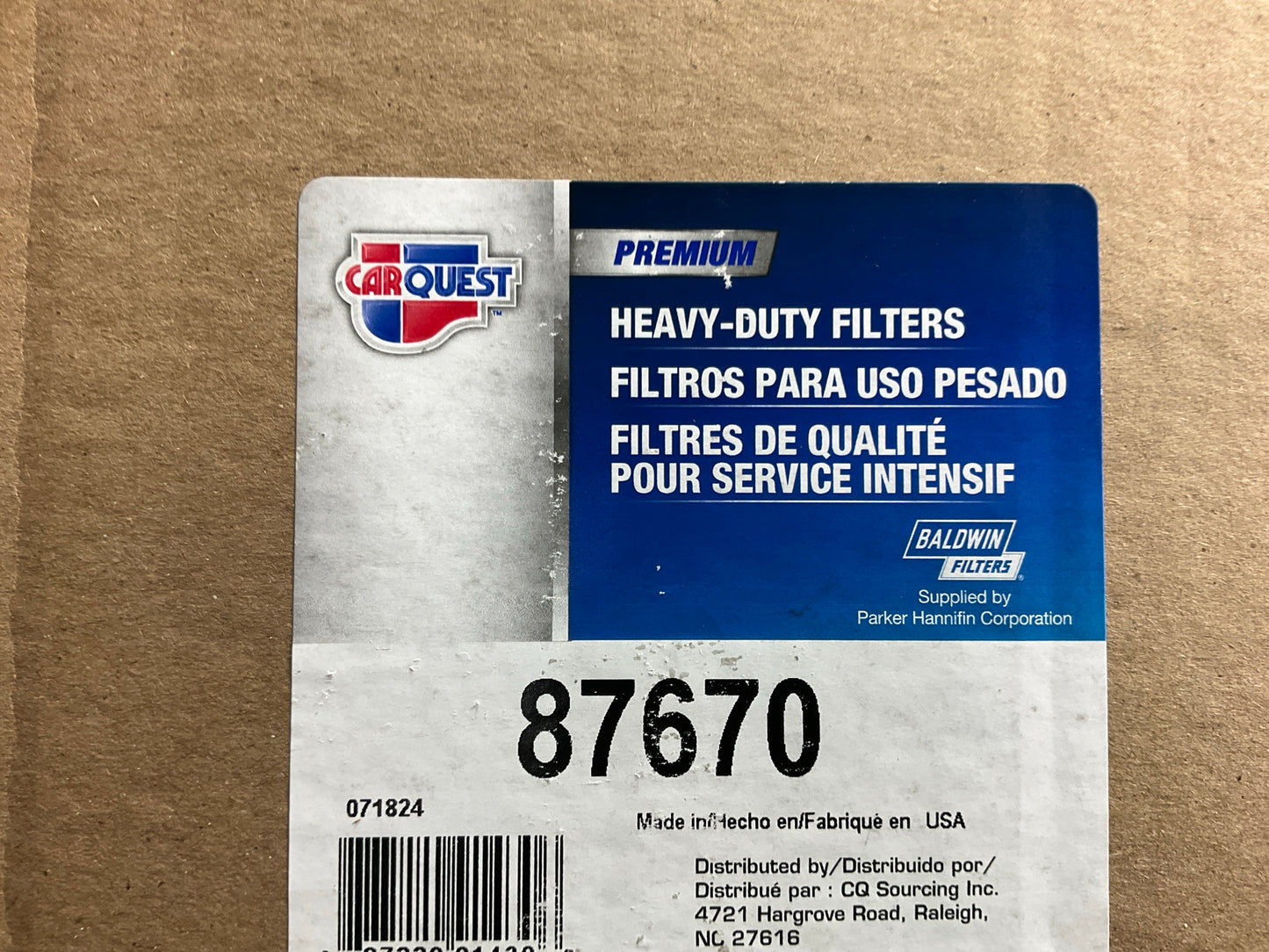 Carquest 87670 Air Filter Replaces: 42670 A62886 LAF1796 AF367 AF923M PA2318