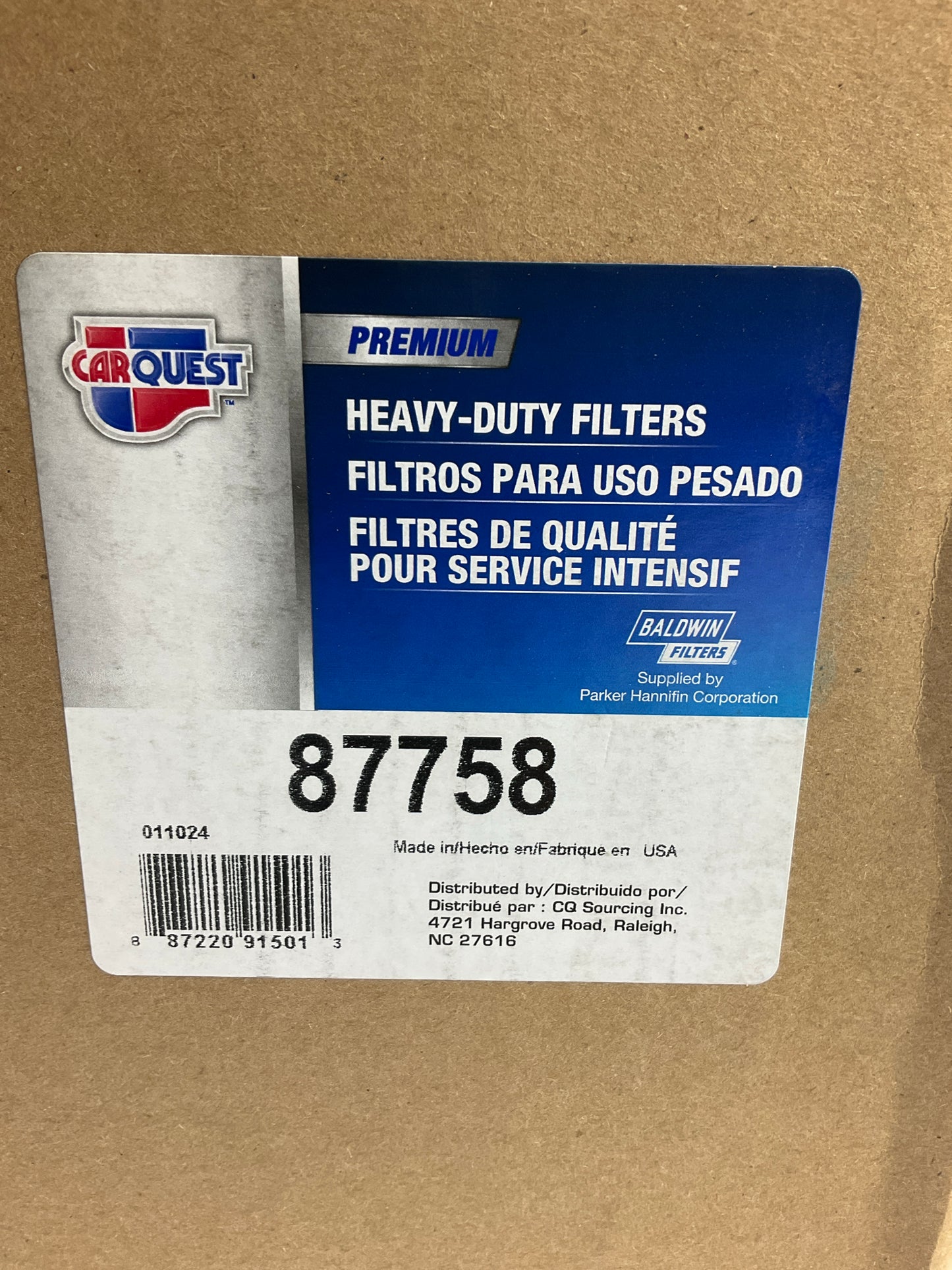 Carquest 87758 Air Filter Replaces 42758 A63142 LAF937 AF527 AF1690 P526407