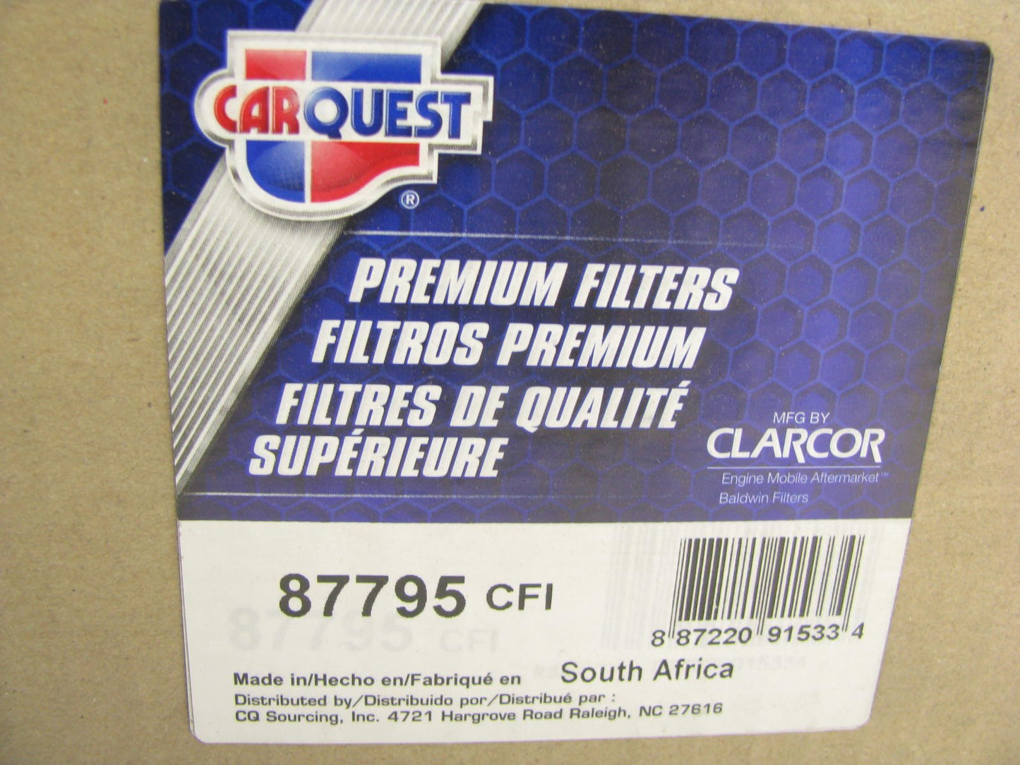Carquest 87795 Secondary Air Filter Used W/ 42794 46937 49665 49675 Primary