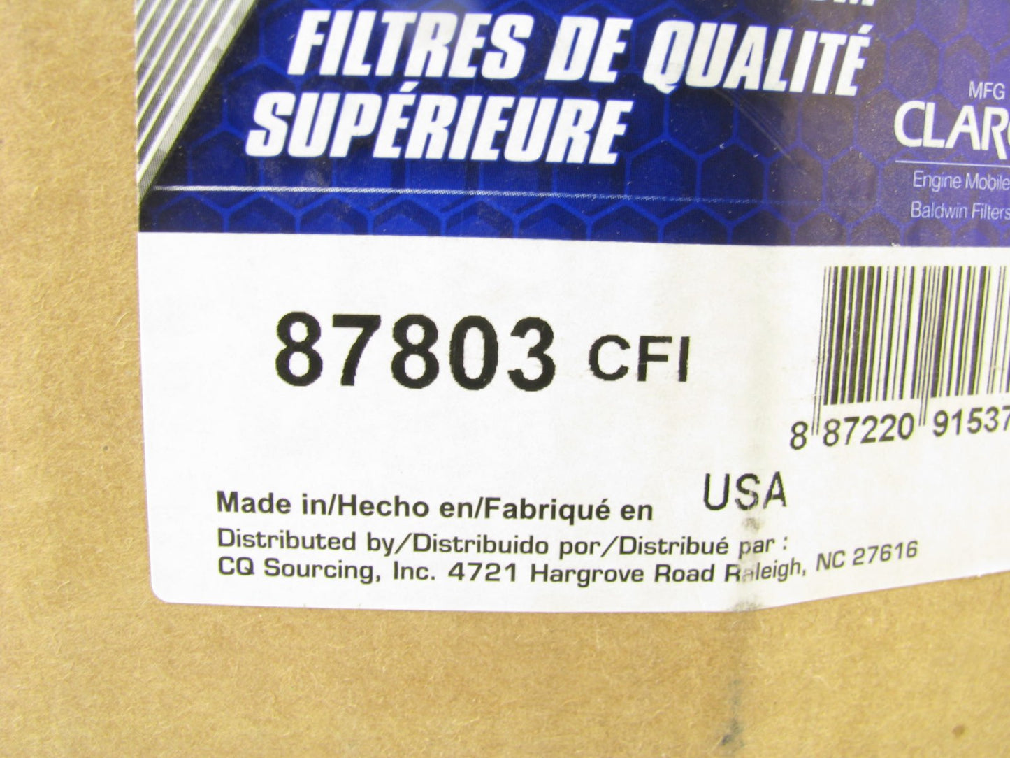 Carquest 87803 Air Filter Replaces: 42803 2803 LAF8669 AF25756 RS3744 142-1339