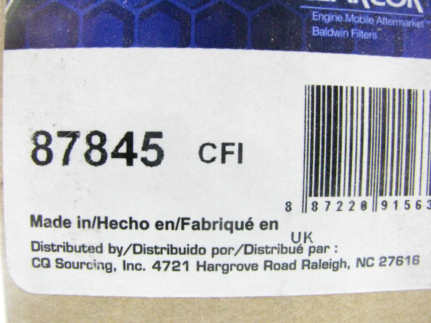 Carquest 87845 Air Filter Replaces: 42845 LAF22056 AF25967 P535396 RS3930