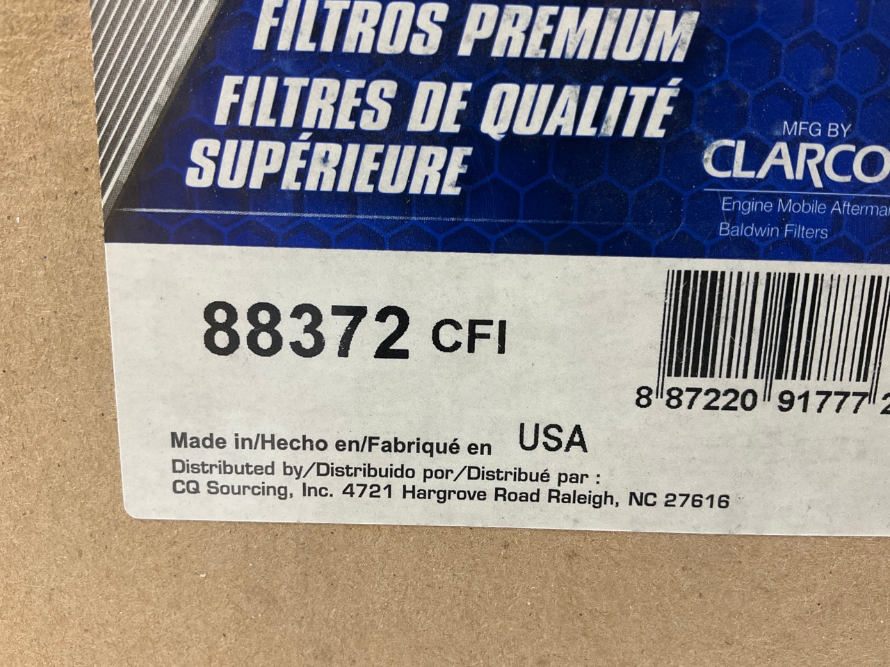 Carquest 88372 Air Filter Replaces 46372 178012300071 LAF1477 AF2171 CA6909