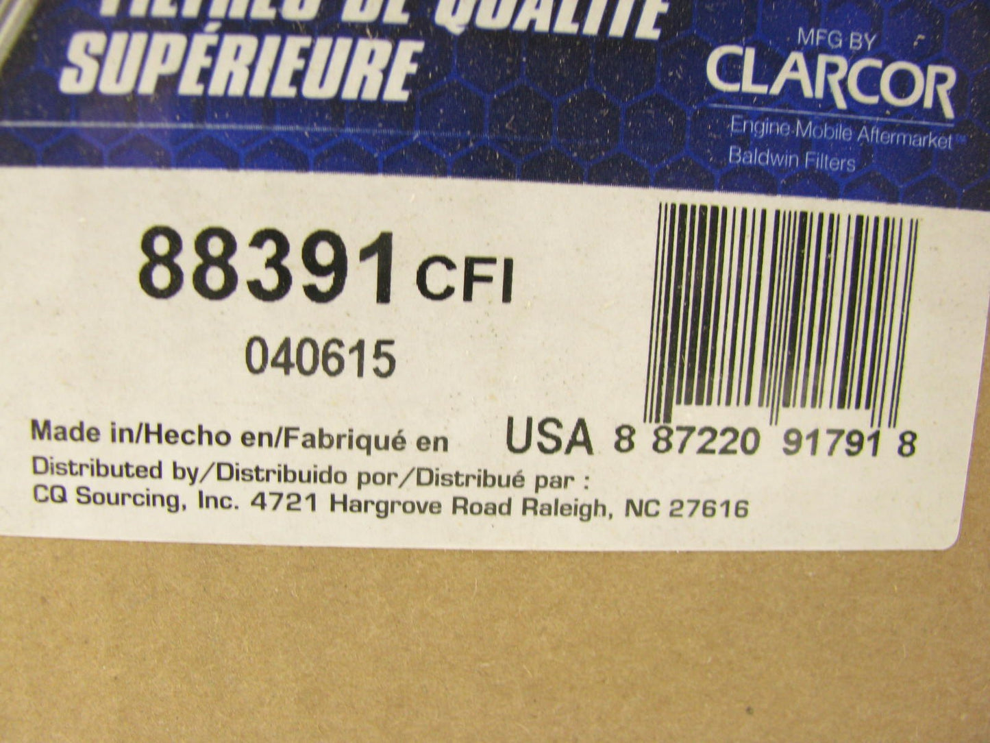 Carquest 88391 Air Filter Replaces: 46391 6391 LAF1455 AF2065 P771584 P181093