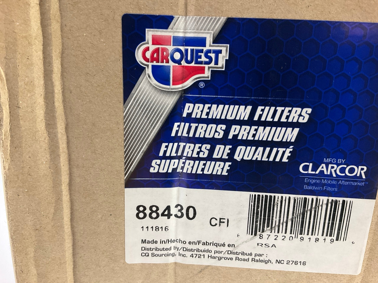 Carquest 88430 Outer Air Filter Replaces 46430 1904581 AZ18968 BBU6549 70604S