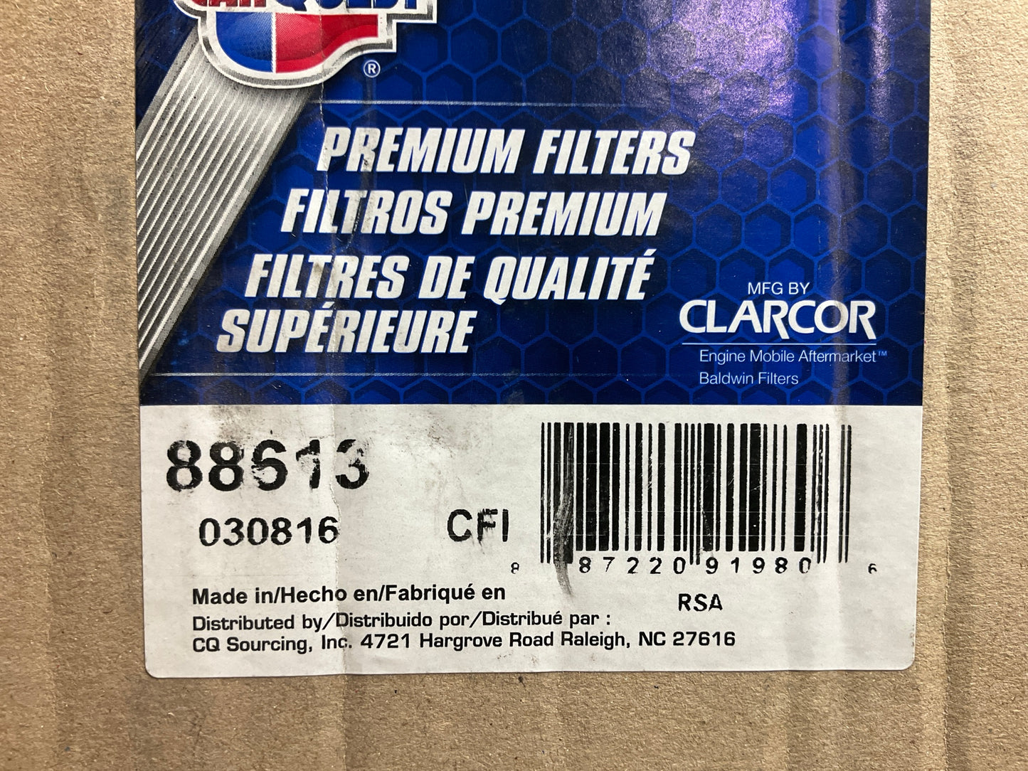 Carquest 88613 Air Filter Replaces CAK7082 46613 LAF8603 AF4892K P773605 AF1178