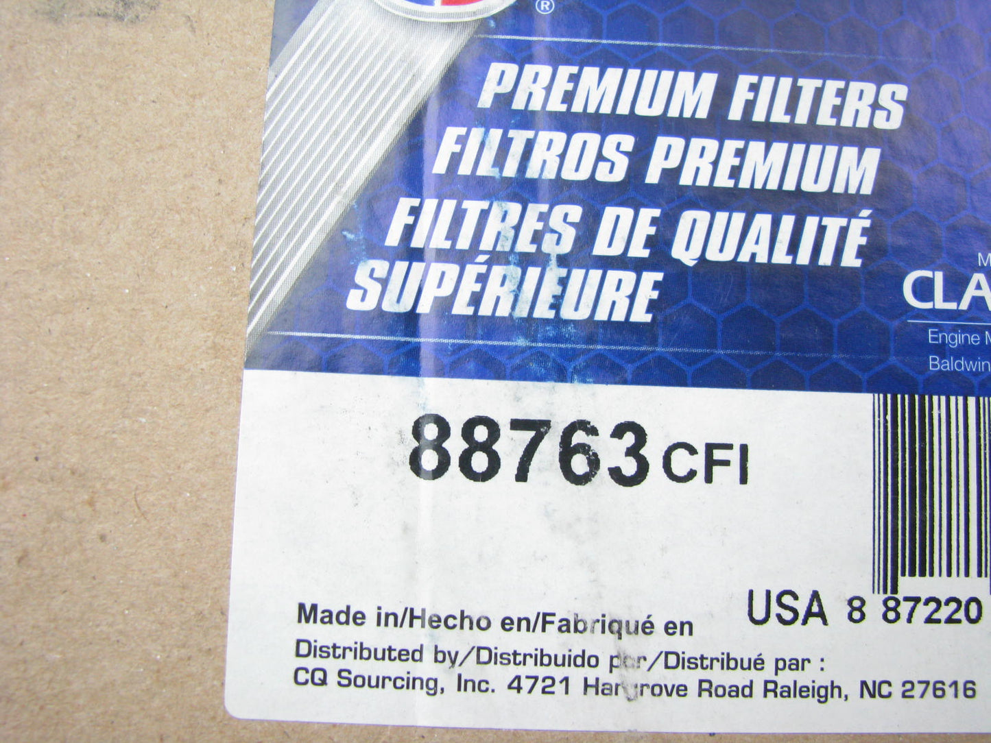 Carquest 88763 Inner Air Filter For Hitachi Excavators - 46763