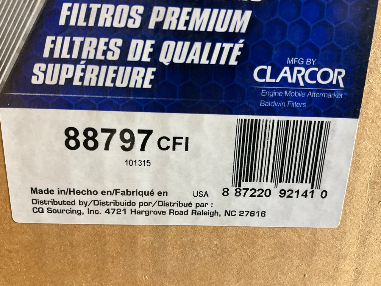 Carquest 88797 Air Filter Replaces Wix 46797, Fram CA1505, Luber-finer LAF8039