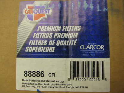 Carquest 88886 Cabin Air Filter Replaces: 46886 6886 For John Deere Grader