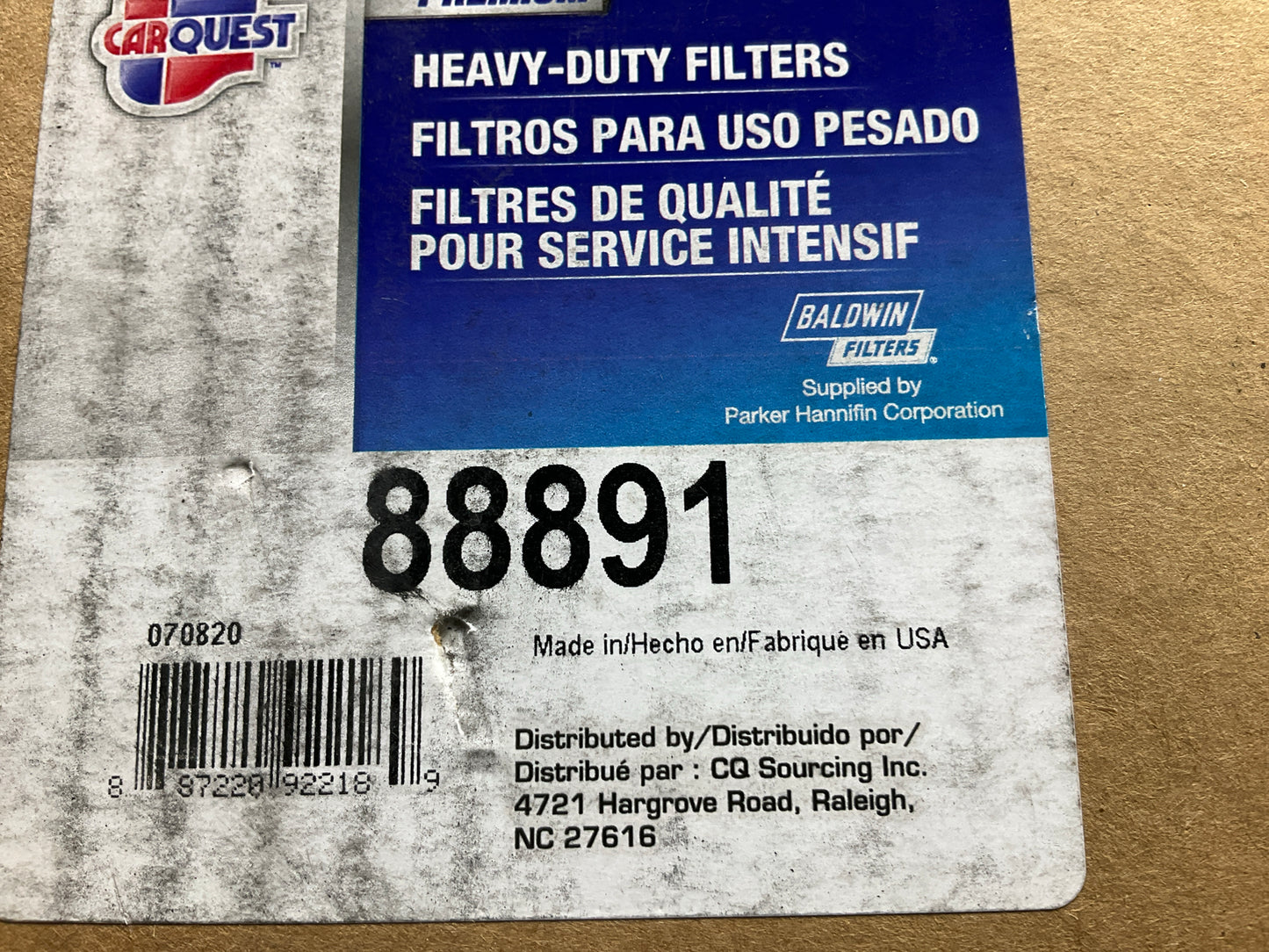 Carquest 88891 Air Filter - Replaces 46891, A86020, PA2721, P537447, CA7229