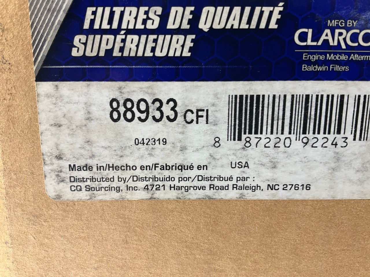 Carquest 88933 Disposable Housing Air Filter For Pierce Arrow Fire Truck (Sabre)