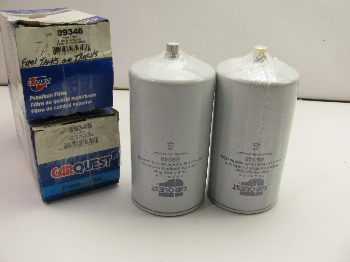 (2) Carquest 89348 Fuel Filters For Quincy Compressors With Kubota Engine