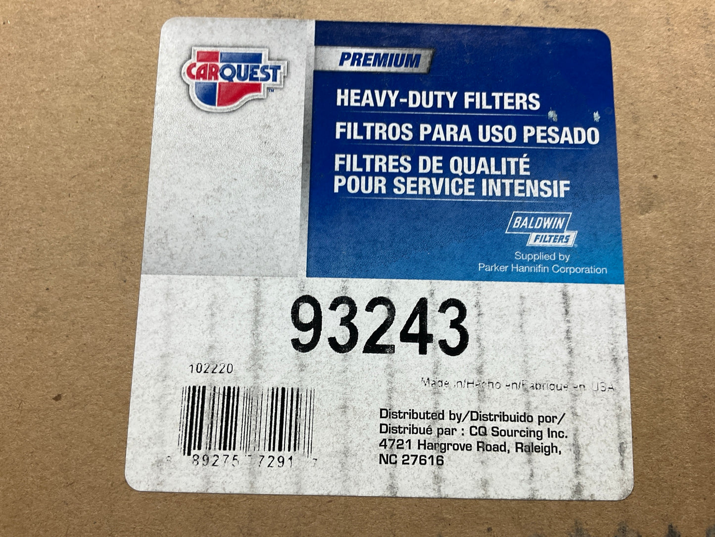 Carquest 93243 Air Filter Replaces 42520 LAF9000 AF4508 P812106 PA2779