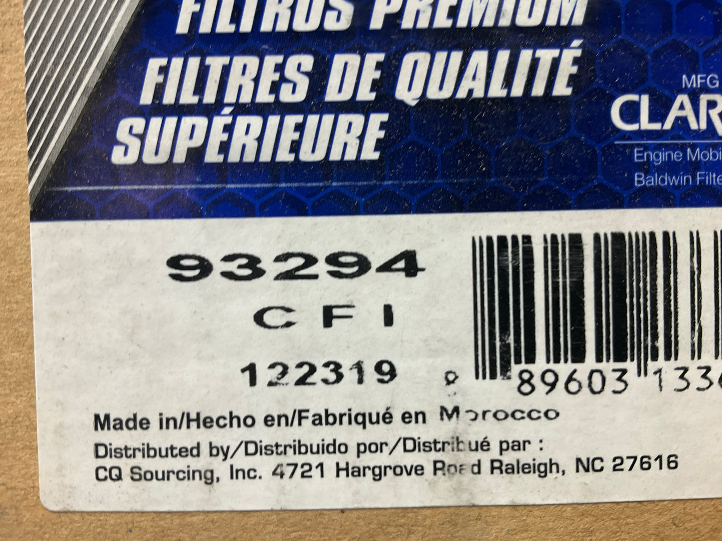 Carquest 93294 Cabin Air Filter Replaces PA5404 P784574 C001896 CU5044 E1969LI