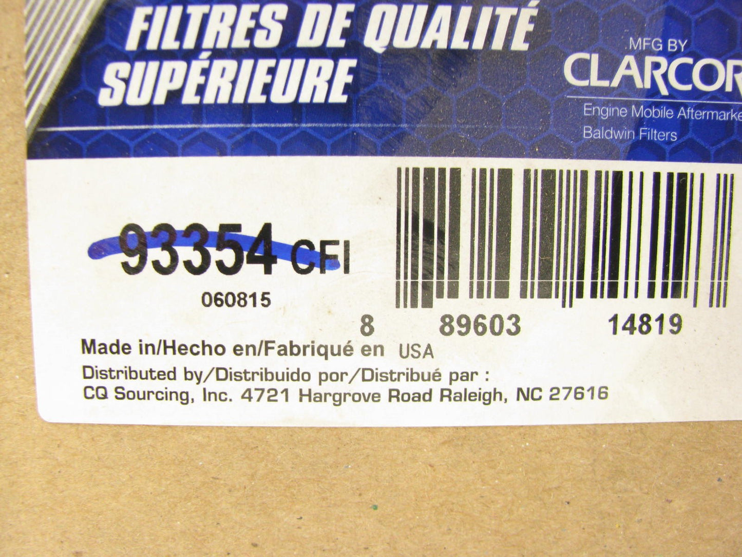 Carquest 93354 Air Filter Replaces: WIX 49190, BALDWIN RS5782