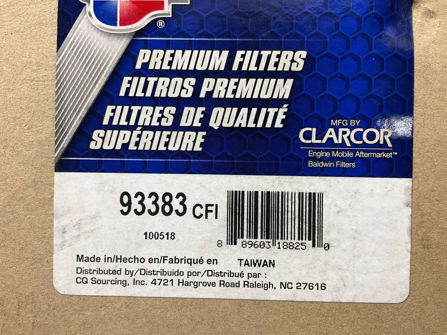 Carquest 93383 Cabin Air Filter For CAT 1212761, 6T9504, 7G6599, AF27700, PA3917