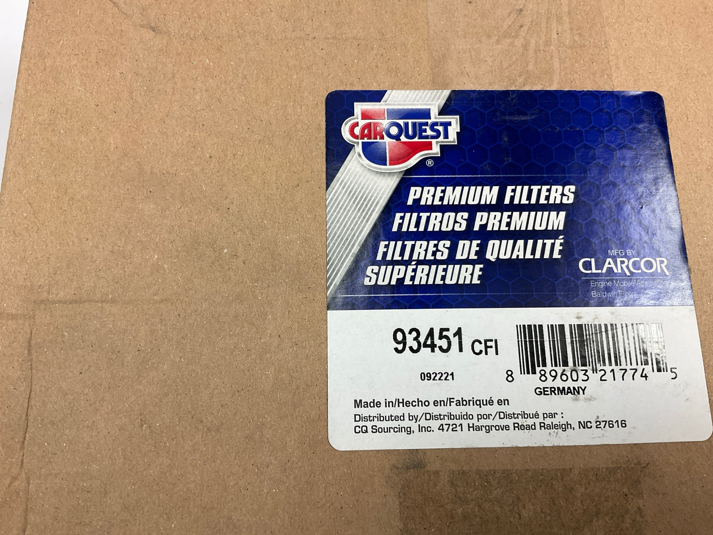 Carquest 93451 Cabin Air Filter Replaces Wix # WP10071