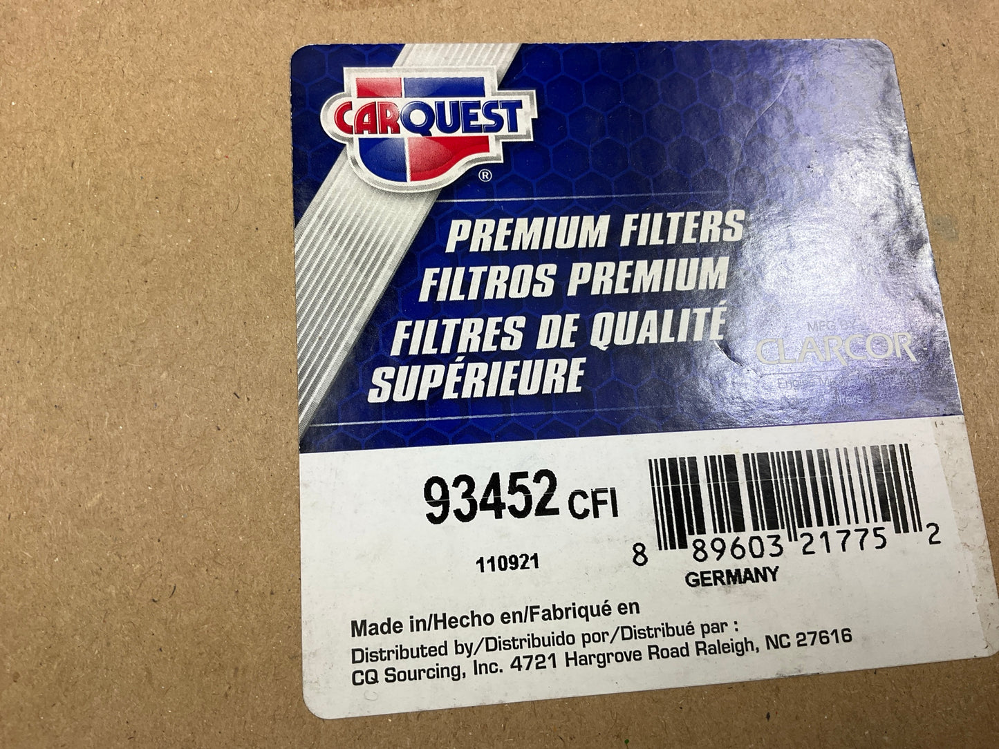 Carquest 93452 Cabin Air Filter - Replaces 290-2287; PA30002; SC90263
