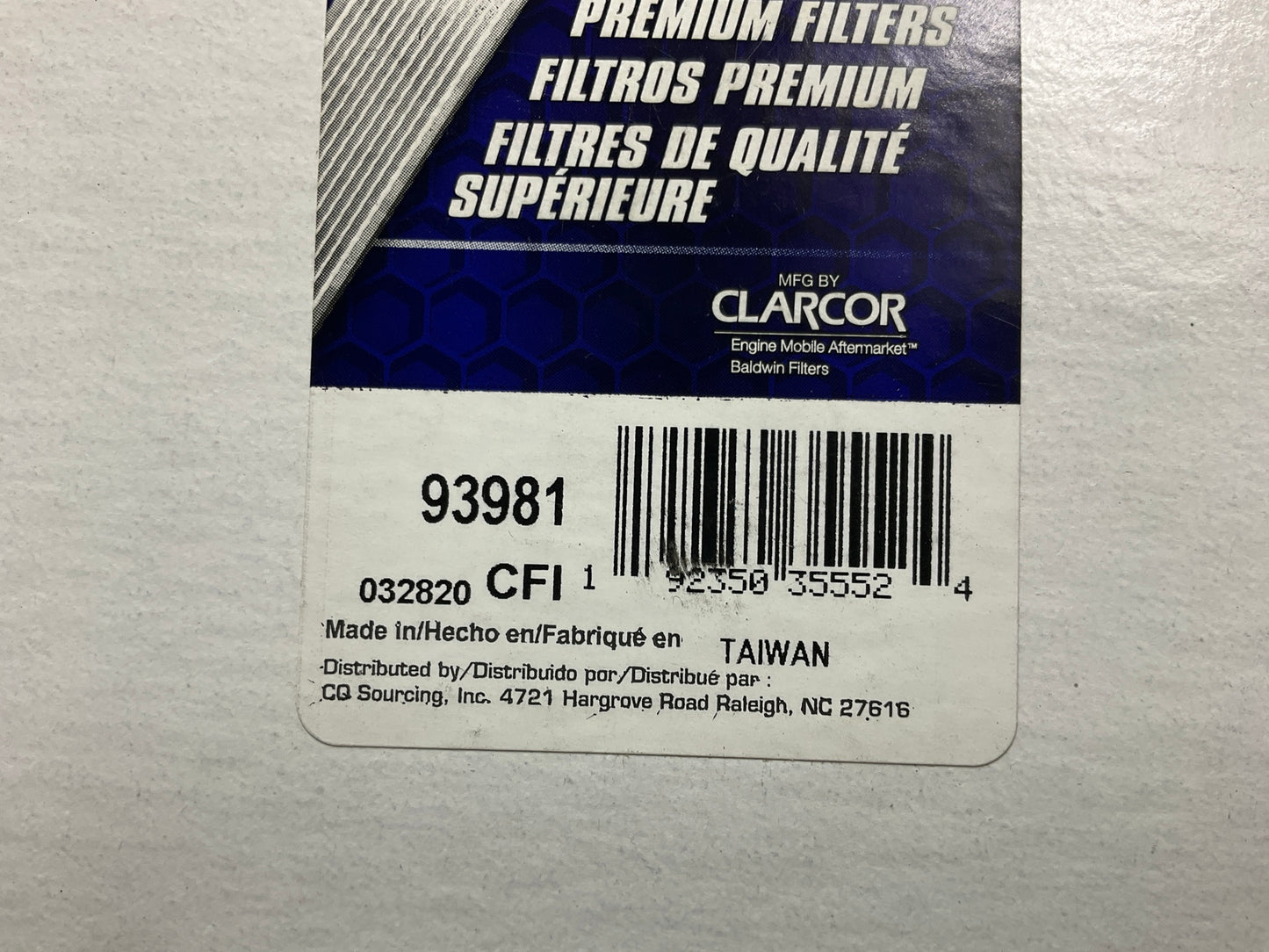 Carquest 93981 Air Filter - Replaces PA30268; 3466694; 73337833, WA10561