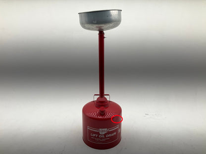 COSMETIC DAMAGE, SEE PHOTOS - 5 Gallon Lift Oil Drain Pan Canister W/ Funnel