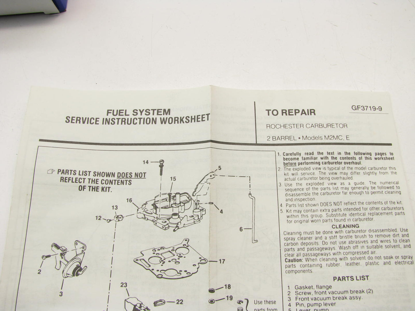 Carquest 954A Carburetor Rebuild Kit for 1977-1980 GM Rochester 2-BBL M2MC M2ME