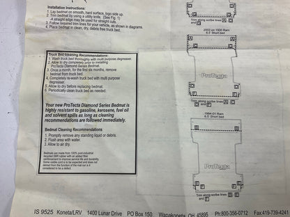 Carquest 95992 Trim-To-Fit Truck Bed Rubber Liner Mat 8' Long Bed