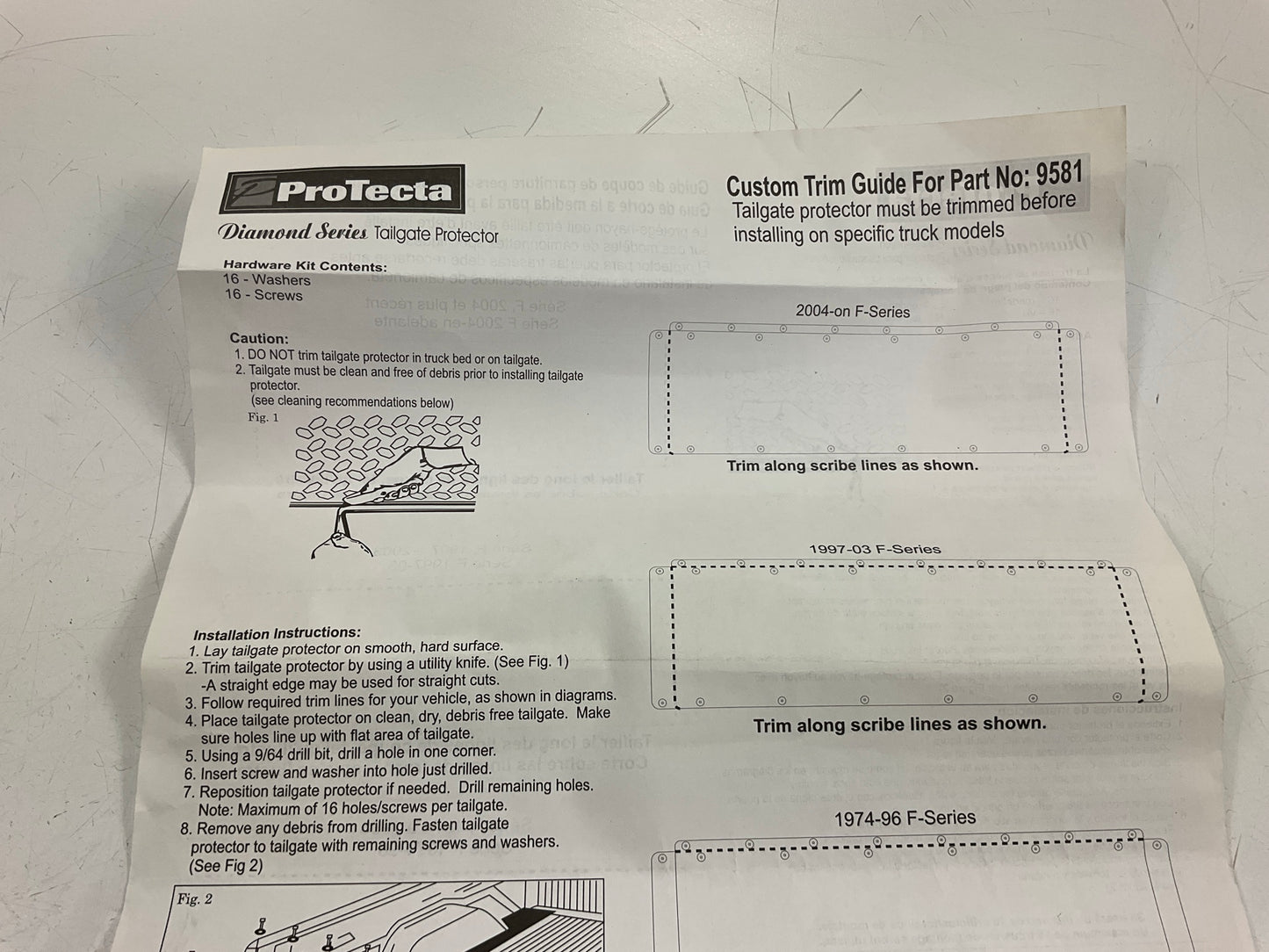 Protecta 95994 Truck Bed Tailgate Rubber Protector 1974-1996 Ford Pickup Trucks
