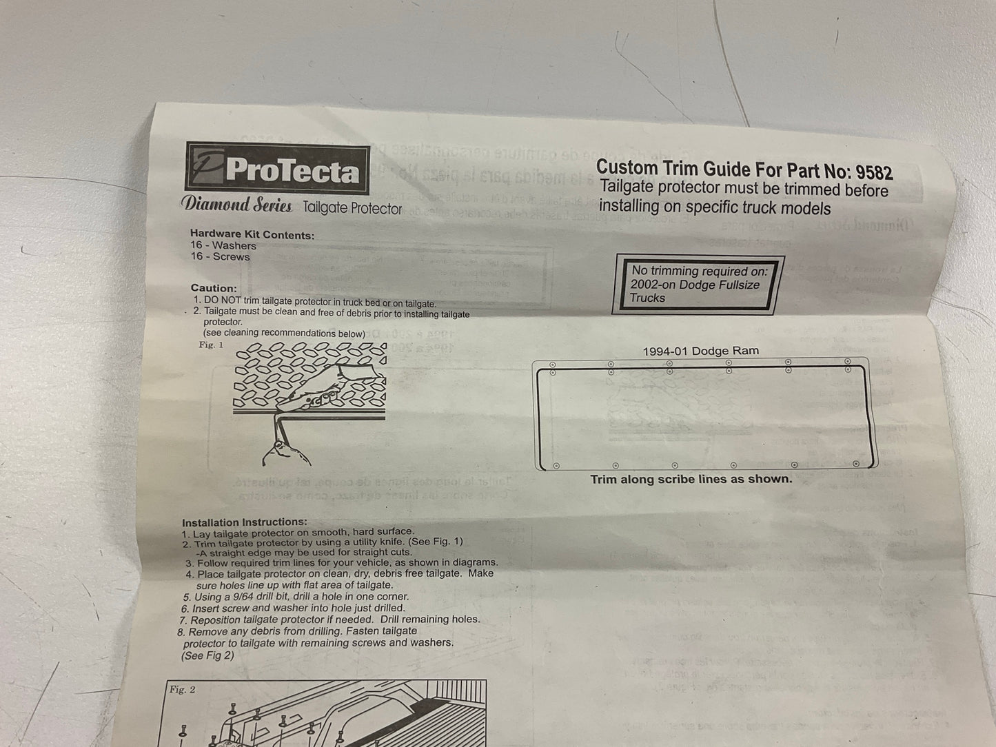 MISSING HARDWARE - Trim-To-Fit Tailgate Rubber Liner Mat 60-7/8'' X 19-3/4''