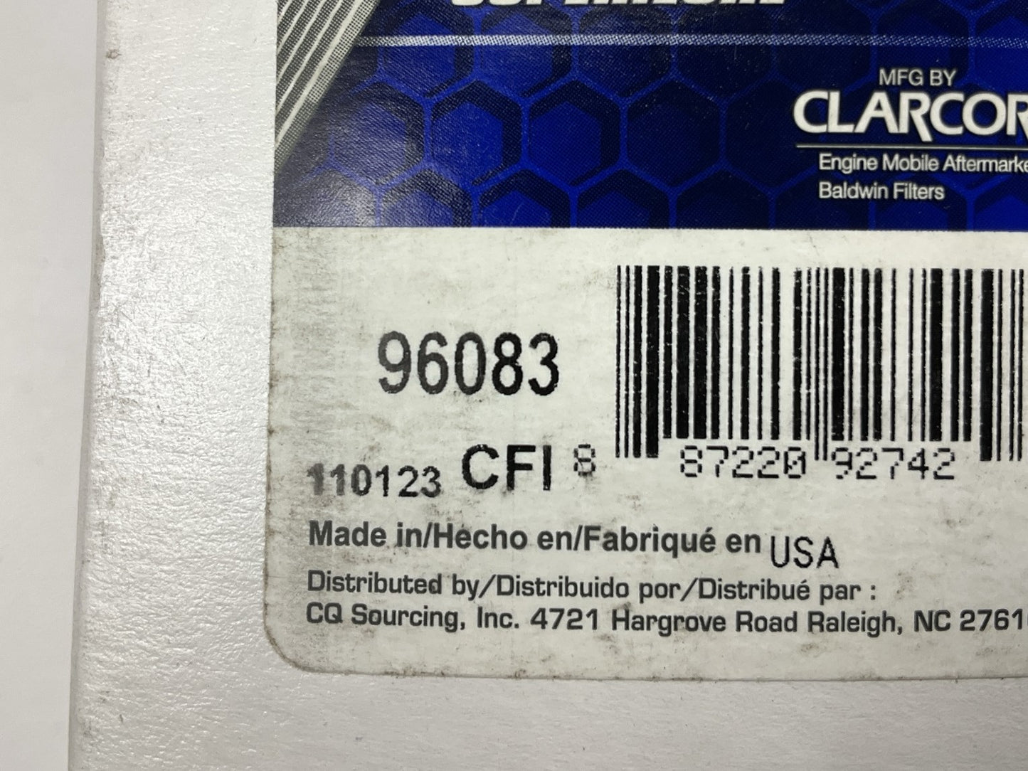 Carquest 96083 Diesel Fuel Water Separator Filter - WF10083, BF9892D, RE544394