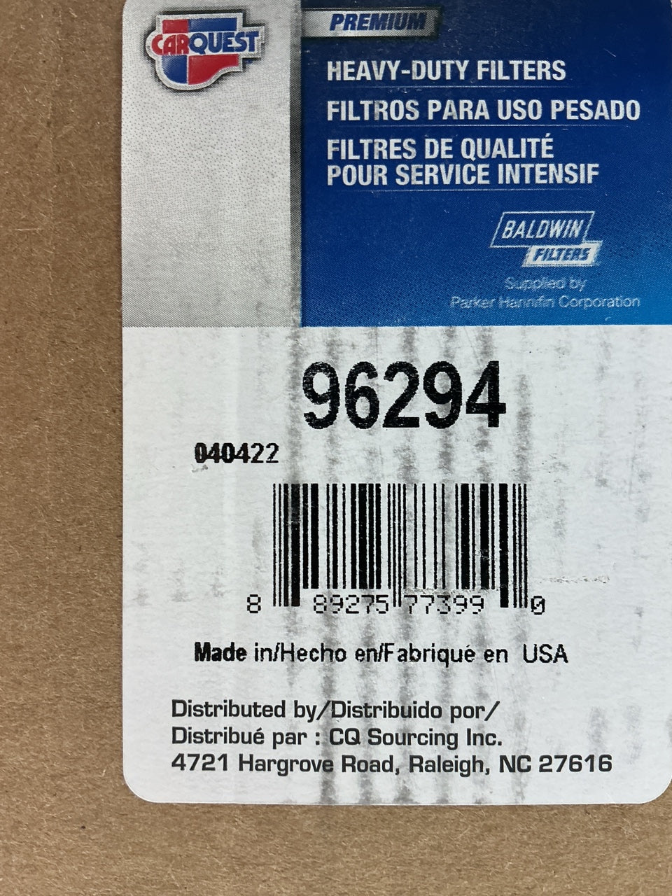 Carquest 96294 Diesel Fuel Water Separator Filter - BF1274SPS, 324619A1