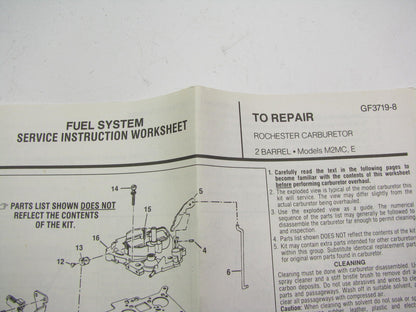 Carquest 963 Carburetor Rebuild Kit 1978-1979 Oldsmobile 4.3L 260 Rochester M2MC