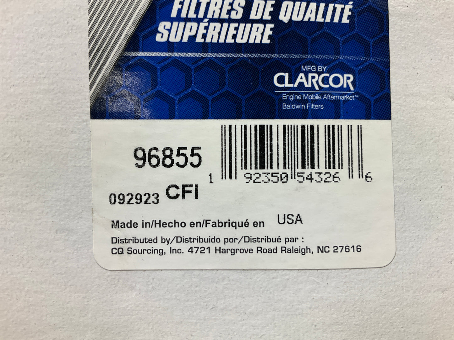 Carquest 96855 Diesel Fuel Water Separator Filter - BF46182O, FS20132, 21764964