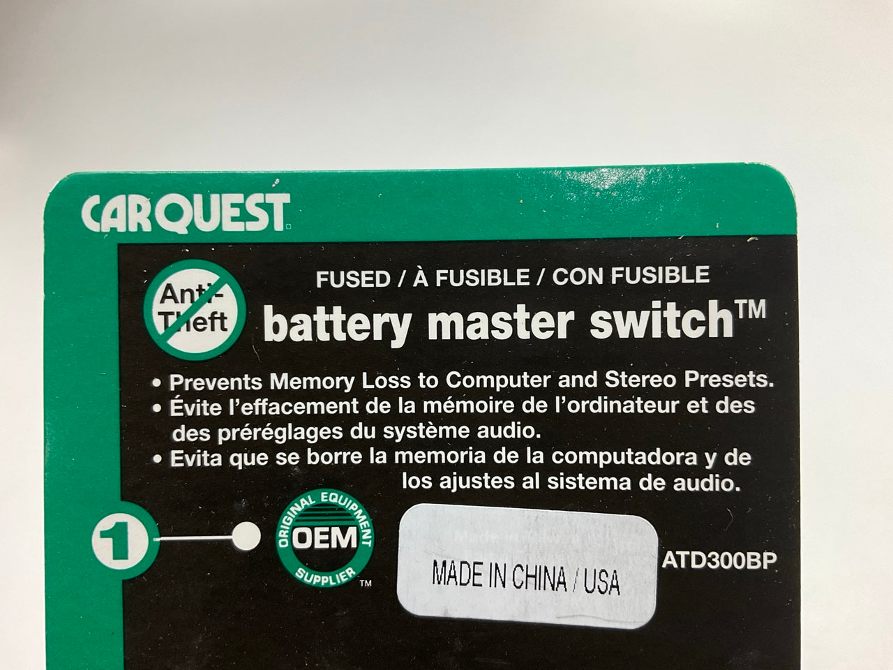 Carquest (by Littelfuse) ATD300BP Anti-Theft Master Battery Disconnect Switch