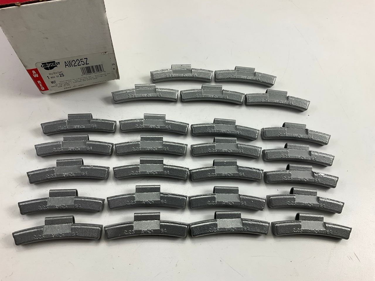 Carquest AW225Z  2-1/4 Oz AW Type Wheel Weights, Zinc, 2.25 Oz - Pack Of 25